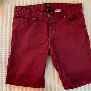 H&M Mens Slim-fit 32 Merlot Shorts